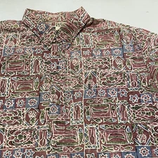 Vintage Kahala Mens XXL Tapa Fish Geometric Hawaiian Reverse Print Button Down