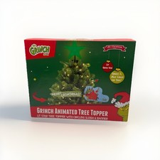 Grinch Sleigh Animated Christmas Tree Topper Mr. Christmas W/Lit Star Moveable