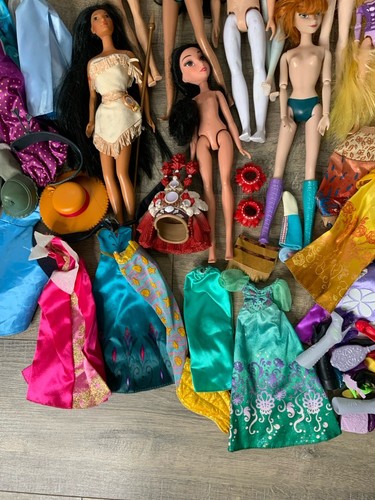 Disney Princess Mattel Barbie Doll Set Huge Frozen Ariel Belle Jasmin Pocahontas - Picture 10 of 13