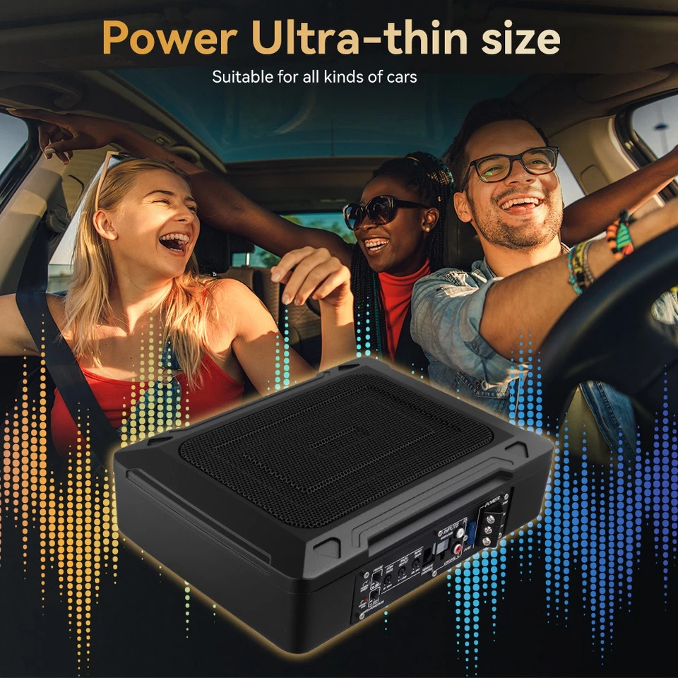 12" 1000W Untersitz-Aktiv-Subwoofer + Kabelset Auto Verstärker Lautsprecher DE - Bild 3 von 4