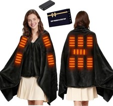 Portable USB Heated Shawl Wraps for Women Men, Heated Shawl Blanket Cordless ...