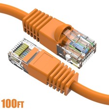 100FT Cat6 RJ45 Ethernet LAN Network UTP Snagless Patch Cable Pure Copper Orange