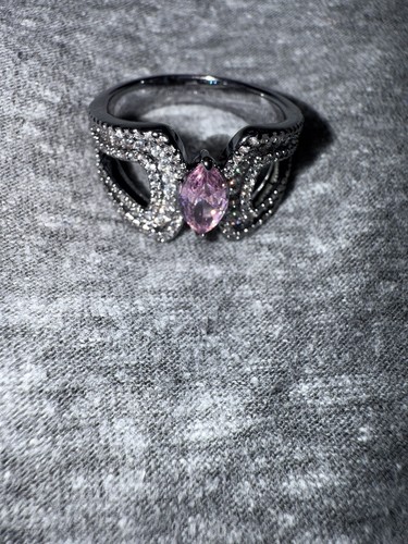 Anello Bomboniera Festa Misura 9 Lei’s A Gem Quarzo Rosa/Rodio Placcatura L1 - Foto 2 di 8