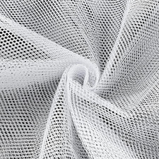 White Mesh Fabric 63  x 59  , Slight Stretch Cuttable Netting for Sewing
