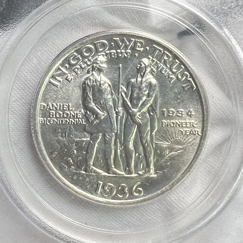 1936 Boone Classic Commemorative 50C Half Dollar PCGS MS62 OGH Silver Coin - Image 4 of 4