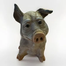 Pig Realistic Glass Eyes Whimsical Farm Vintage 1988 Universal Statuary Co.