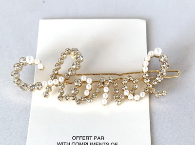 Chanel Beauty Vintage Hair Accessory Gold Tone Metal with White Pearls/Crystals