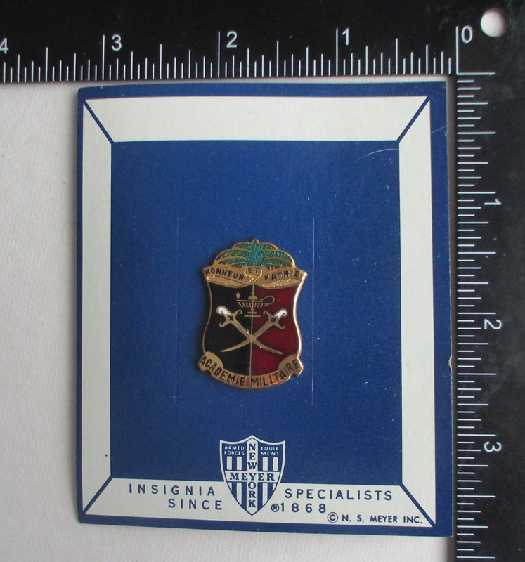 Older Vintage HAITI MILITARY ACADEMY Distinctive Unit Insignia PIN NS Meyer Made