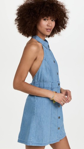 Free People Women's Sami Mini Dress Sleeveless Collared Bali Blue XS - 第 4/6 張圖片