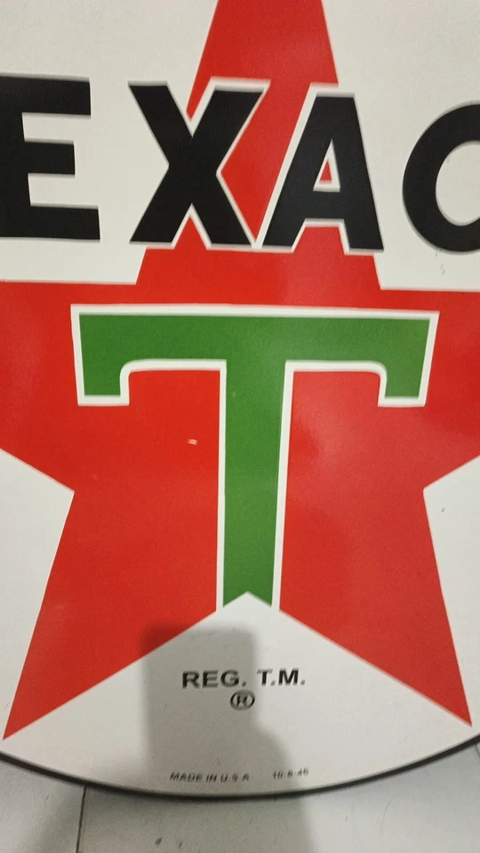 Placa A.Texaco gasolina com esmalte porcelana metal pesado variação dupla face - Imagem 4 de 4