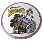 Vintage Rat Fink Sign - Plymouth Road Runner Hot Rod Gas Pump Porcelain Sign