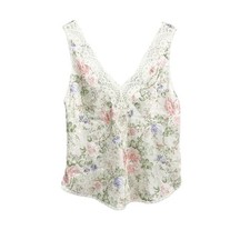 Lucie Ann Sleeveless Camisole Top Multicolor Floral Lace V-Neck Size S