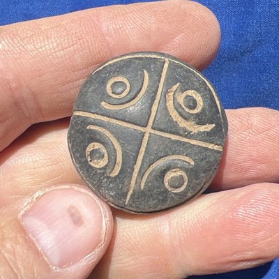 Neolithic Clay Bead From Africa. 1800s Nicely Engraved @113