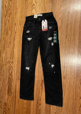 Levi  s 514 Boys Performance Straight Fit Jeans Black Distressed Size14 Reg 27X29