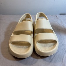 beach slides by J/SLIDES Womens Spark Ivory Eva Platform Slide Sandal 38 EU 7 US