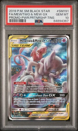 2019 POKEMON SM BLACK STAR PROMO #SM191 FA/MEWTWO & MEW GX PROMO
