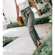 Joie Olive Paperbag Belted Tapered Pant Medium