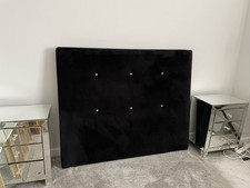 4ft 6in Black Velvet & Diamanté Headboard Originally From Next