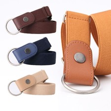 Women Skinny Metal Round Buckle Stretch Elastic Waist Belt for Jeans Dress