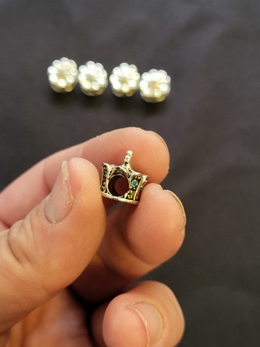 5 Pandora Sterling Silver European Crown Beads - Picture 9 of 9