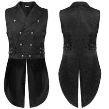 Men's Steampunk Vintage Tailcoat Jacket Gothic Victorian Vest/Black Brocade Vest