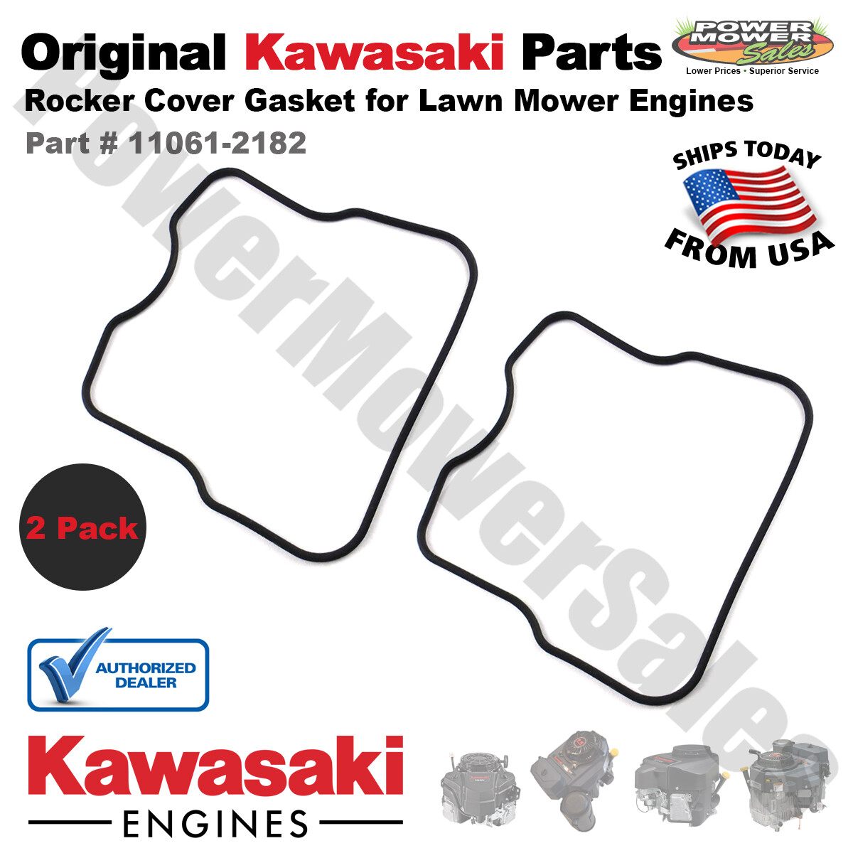 Kawasaki OEM Rocker Cover Gasket (2 Pack) for FD611V Mower Engines