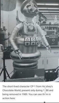 1988 C-P1 HERSHEY CHOCOLATE ANIMATRONIC ROBOT 🤖 SPACE VTG OLD tin