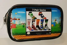 BIOWORLD NINTENDO SUPER MARIO BROTHERS DESIGN 7 PAIR CHARACTER SOCKS ADULT SIZE