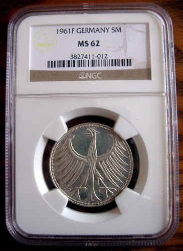 GERMANY, FEDERAL REPUBLIC - 5 MARK 1961 F KM# 112.1, NGC MS62 - Picture 3 of 4