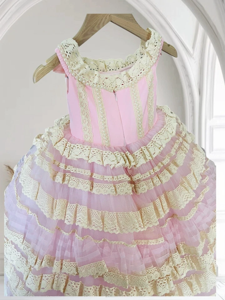 Disfraz de princesa rosa para niña talla 6 | Diseño de lujo hecho a mano Foto 2 de 2