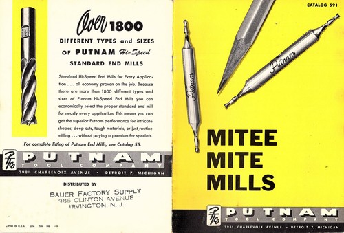 Fresa utensili da taglio vintage 1959 catalogo Putnam Tool Corp Detroit Mitee Mills - Foto 1 di 6