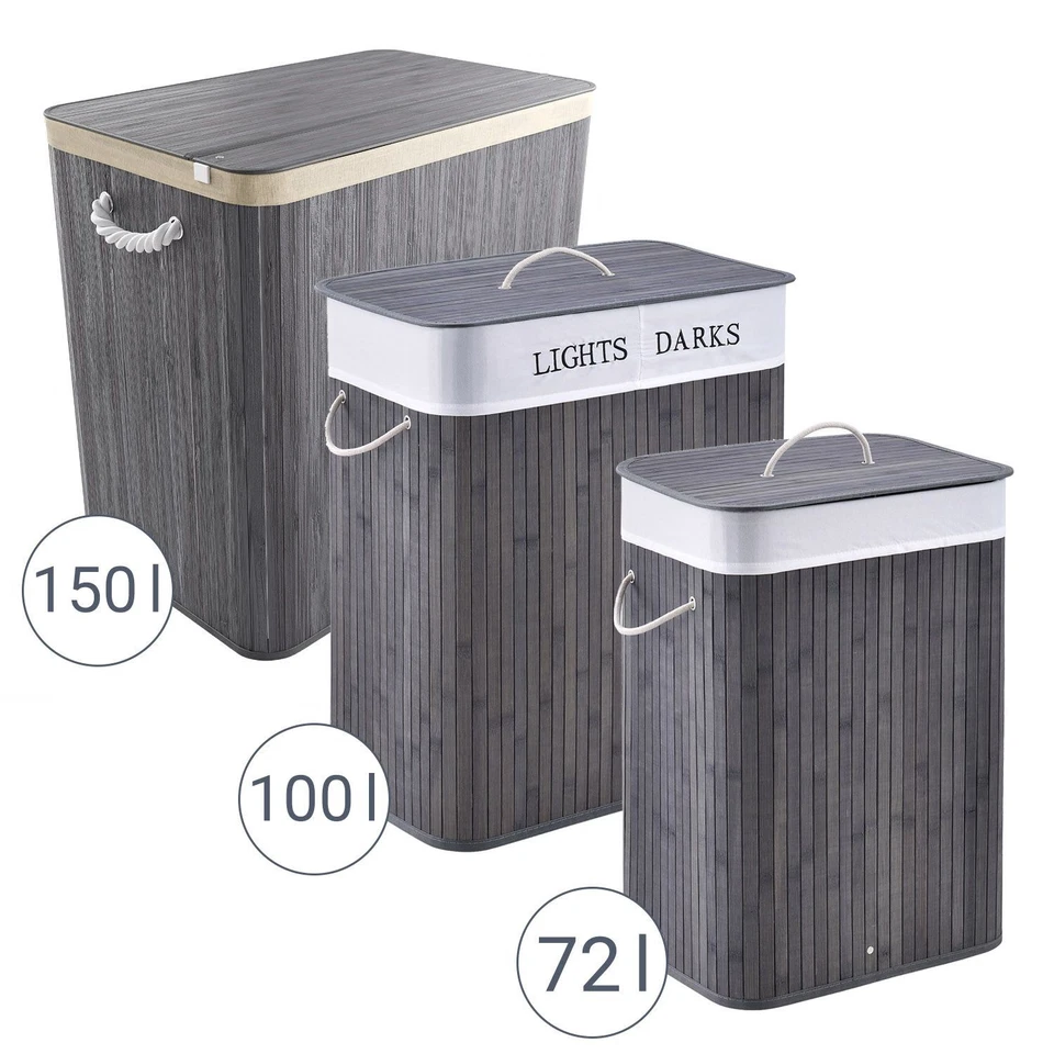 Wäschekorb Wäschesammler Wäschebox Bambus Wäschetonne Wäschesack Korb Juskys®