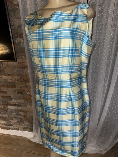 BOB MACKIE Studio Silk Dress Sleeveless Plaid Sheath Dress Sz 10 bhc - Picture 4 of 10