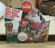 Vintage Drink Coca Cola Holiday bell soda glass double sided Cardboard Sign