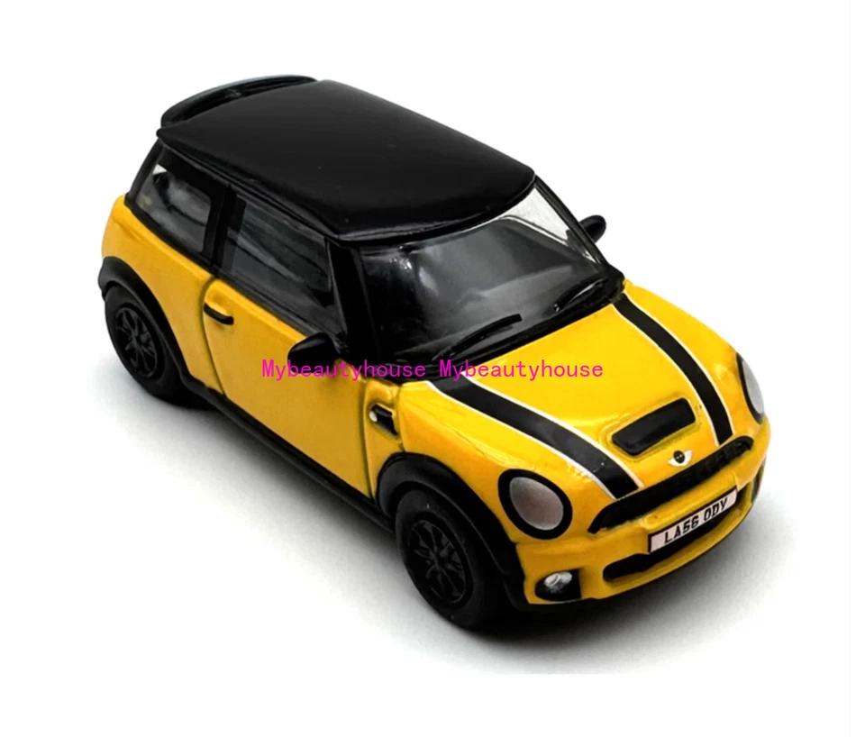 1:76 Yellow New Mini Copper Sports Model Diecast Metal Car - Image 4 of 4