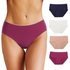 4pcs/Set No Ride Up Low Rise Cotton Brief Panties Underwear Women's Tag-free USA