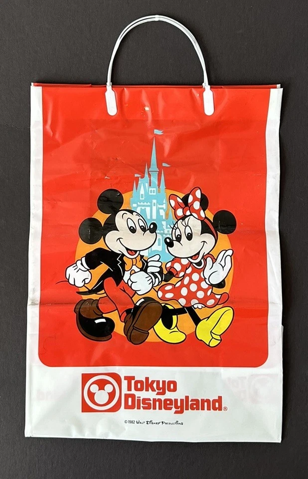 Bolsa de regalo de recuerdo vintage 1982 Disney Tokyo Disneyland Mickey & Minnie Mouse Foto 2 de 4