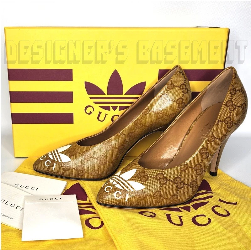 Escarpins à talons GUCCI x Adidas 37EU 7US Crystal Original GG toile logo trèfle chaussures