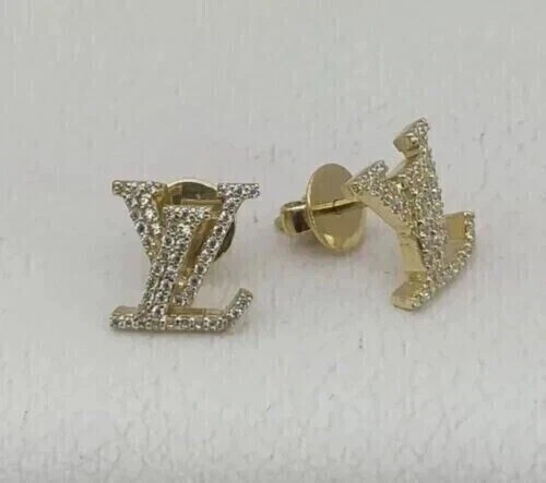 Pendiente cruzado de moissanita de corte redondo de 1,50 quilates enchapado en oro amarillo de 14 k Foto 3 de 4