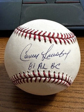 CARNEY LANSFORD SIGNED AUTOGRAPHED OML BASEBALL!  Athletics, Angels!  TRISTAR!