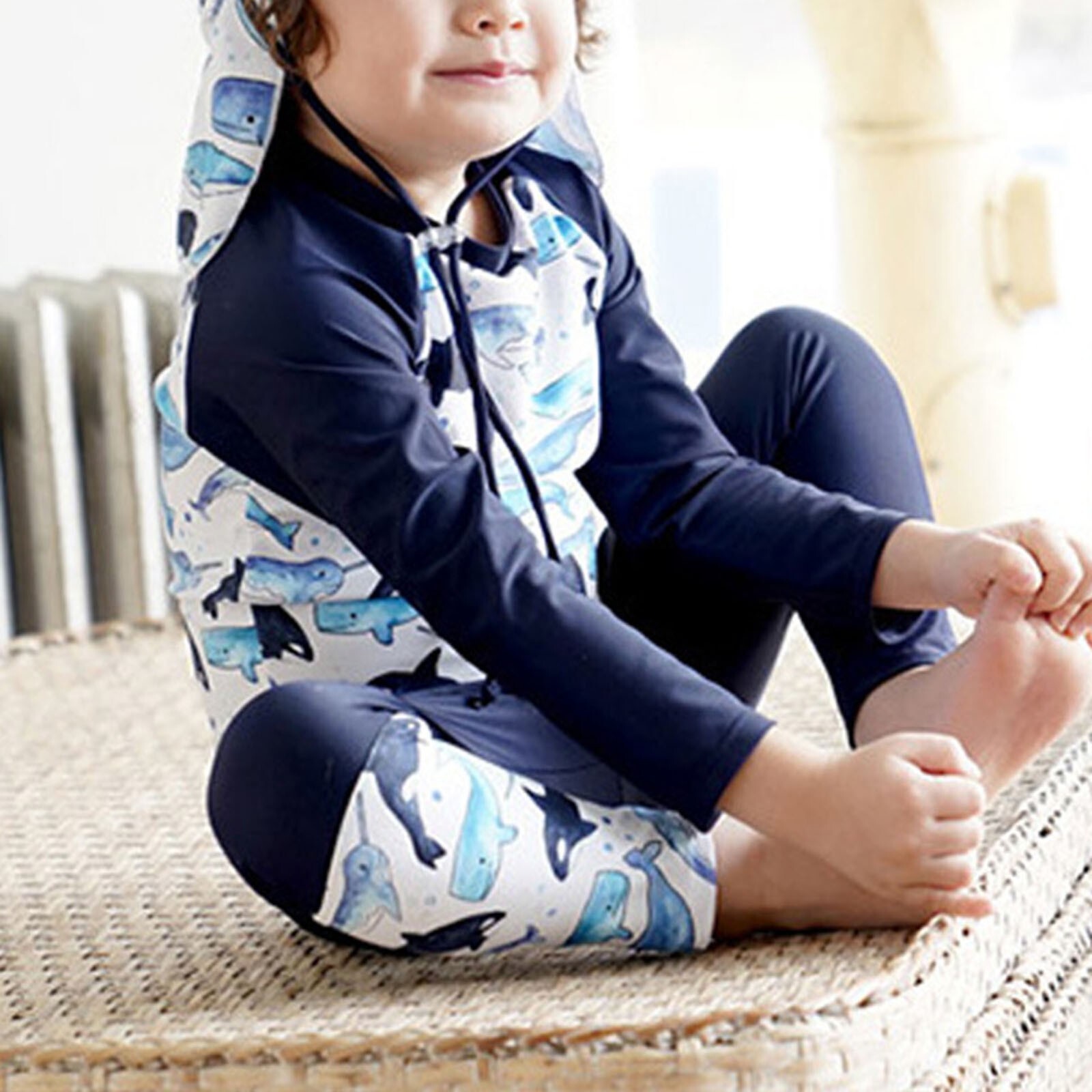 Toddler Boys Swimsuit Kids Long Sleeve Swim Shirts Long Pants Two