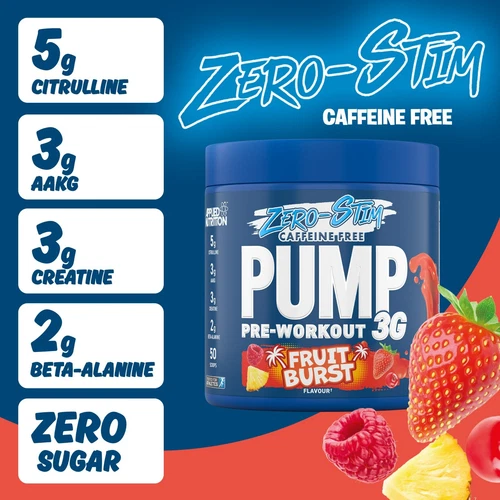 Stim Free Pre Workout Powder Pump 3G Creatine, Amino Acids, Vit B - 25 Servings