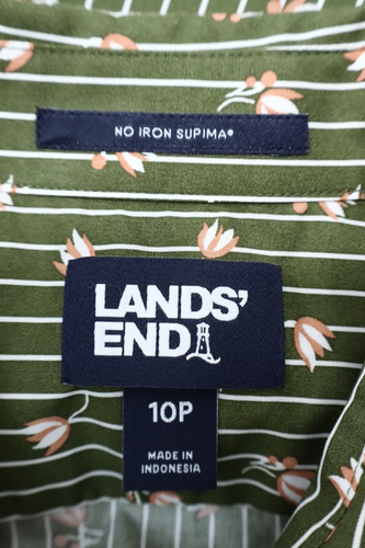 NEW LANDS' END Women's Cotton Blouse Long Sleeve Floral Striped Multicolor 10P - Picture 7 of 15