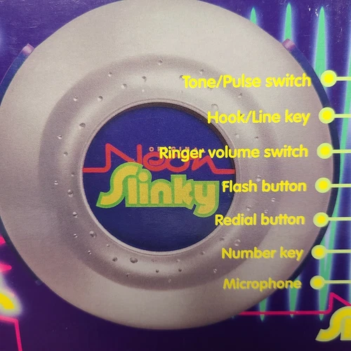 Slinky Phone Neon Glowing Landline Vintage Telephone NEW in Box 1999 - Picture 4 of 12