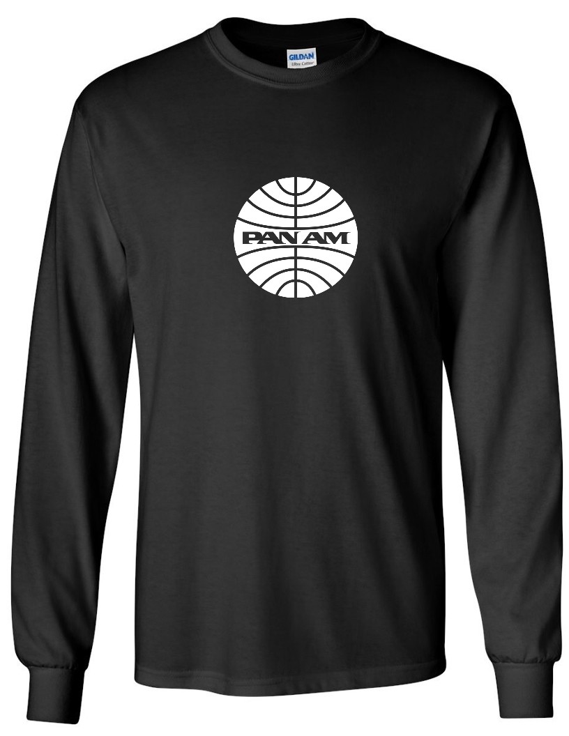 Pan Am White Logo American World Airways Airline Black Long