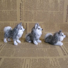 Realistic Lifelike Faux Fur Husky Dog Toy Doll Animal Model Ornament Gift Small
