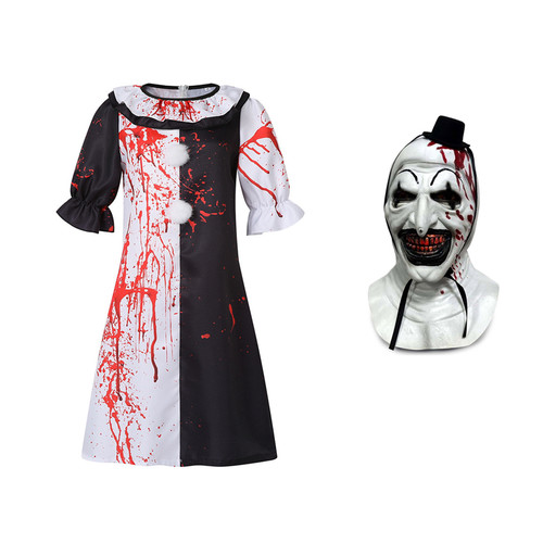 Joker Costume Halloween Jumpsuit Dress Bloody Terrifier 2 Art the Clown Cosplay - Picture 14 of 26