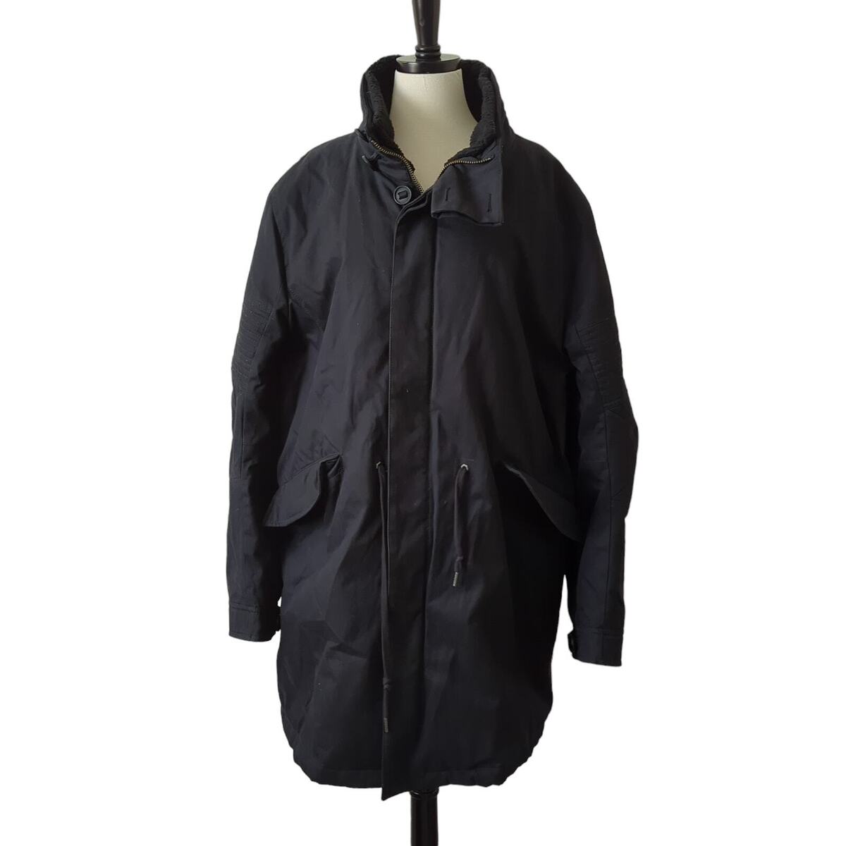 Helmut Lang Men Jacket Black XL Mid-Length Winter Coat Cargo Helmut Lang Men Jacket Black XL Mid-Length Winter Coat Cargo