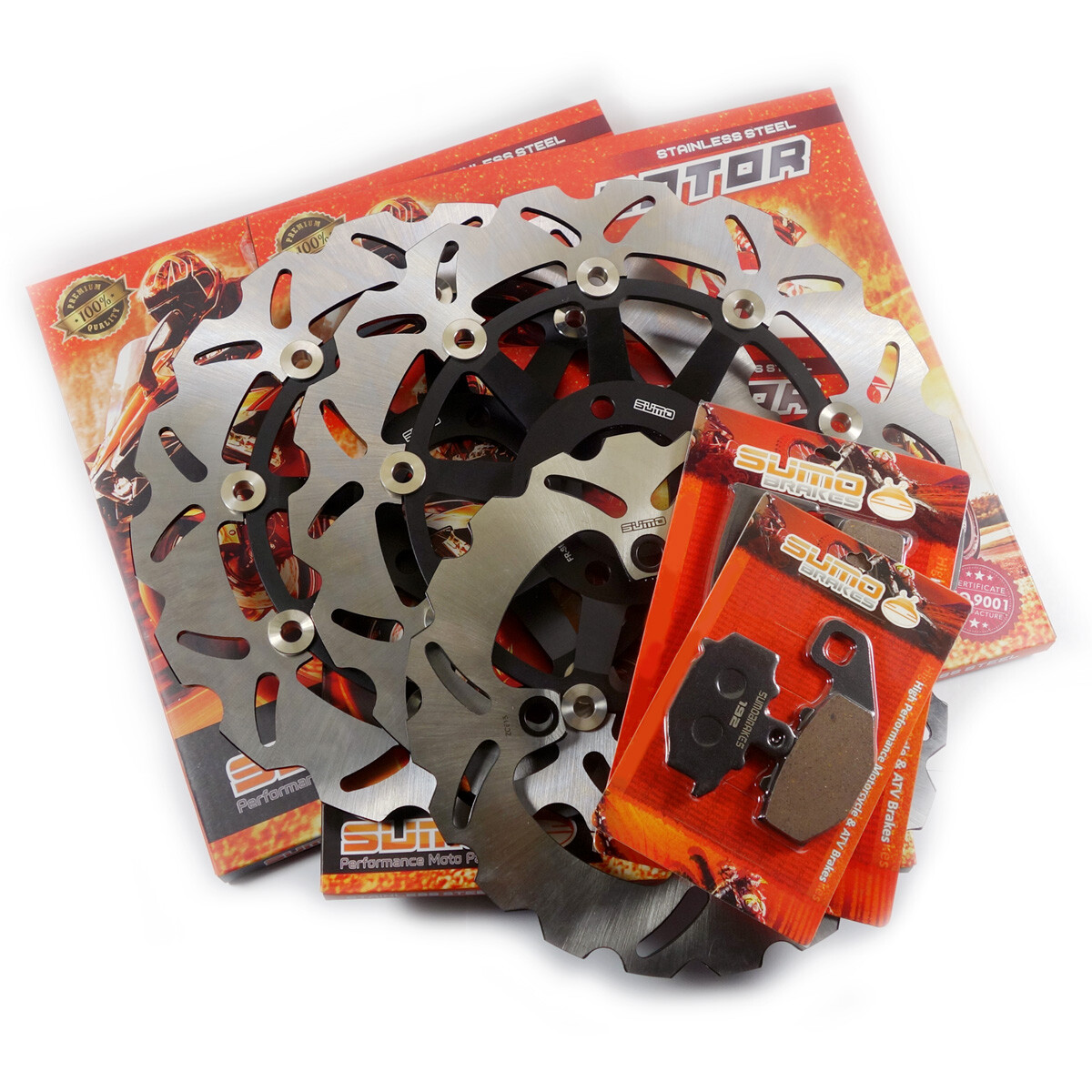 yutto Front+Rear Brake Disc Rotor + Pads for Kawasaki ZX6R ZX600F Ninja
