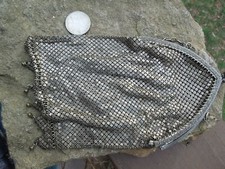 Antique Mesh Silver Tone Ladies Handbag with Blue Accent Closure